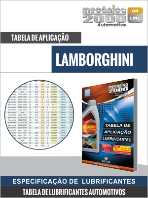 Tabela de aplicação de lubrificantes de motores LAMBORGHINI